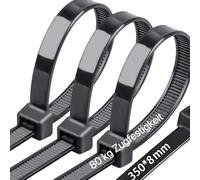 Caiery 100pcs 350mmx8mm Très Grand Serre Cable,Attaches de Câbles Robustes，Colson Noir,Serflex Noir,Nylon Zip Ties