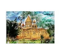 CAIFGQ Echmiadzin Impression sur toile Motif cathédrale 40 x 60 cm