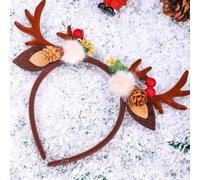 Caiguoer Bandeau de Noël en bois de bois de cerf pour femme (bois brun-A)