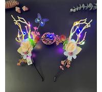 Caiguoer Bandeau lumineux de Noël avec bois d'élan à LED pour femme (lumières colorées)