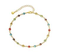 Caiguoer Bracelet de cheville en cristal coloré Or Chaîne Réglable Bracelet Plage Été Pied Chaîne Bijoux pour Femmes et Filles, Taglia unica, Cristal