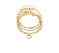 Caiguoer Bracelet de cheville réglable en plusieurs couches avec strass pour la plage, l'été, bijoux de pied pour femmes et filles
