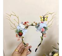 Caiguoer Christmas Headband Antlers headband Fleur Butterfly Headband pour les femmes (A)