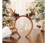 Caiguoer Christmas Headband Antlers headband Fleur Pineal headband pour les femmes (D)