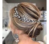 Caiguoer Coiffe de mariée en cristal de vigne argentée - Accessoires de coiffure pour femmes et filles