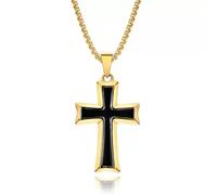 Caiguoer Collier avec croix doré/argenté/rouge - Bijou de Pâques pour hommes et femmes, Eine Größe, Métal