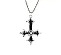 Caiguoer Collier Croix Gothique Croix Chaîne Noir/Rouge Crucifix Collier Bijoux de Pâques pour Femme et Fille, taille unique, Métal