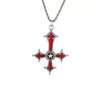 Caiguoer Collier Croix Gothique Croix Chaîne Noir/Rouge Crucifix Collier Bijoux de Pâques pour Femme et Fille, taille unique, Métal