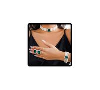 Caiguoer Collier de perles d'imitation, bracelet, boucles d'oreilles, collier ras du cou en cristal, accessoires pour femmes et filles, Métal