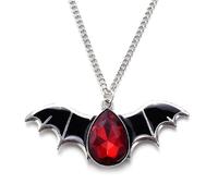 Caiguoer Collier gothique avec pendentif chauve-souris noire et rouge - Accessoires d'Halloween pour femmes et filles, taille unique, Métal