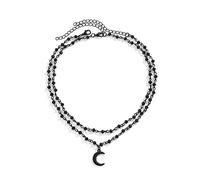 Caiguoer Collier gothique en alliage foncé avec pendentif en forme de croix, étoile et lune, accessoires d'Halloween pour femmes et filles, Métal