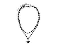 Caiguoer Collier gothique en alliage foncé avec pendentif en forme de croix, étoile et lune, accessoires d'Halloween pour femmes et filles, Métal