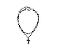 Caiguoer Collier gothique en alliage foncé avec pendentif en forme de croix, étoile et lune, accessoires d'Halloween pour femmes et filles, Métal
