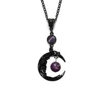 Caiguoer Collier gothique en alliage foncé avec pendentif lune, accessoire d'Halloween pour femme