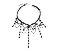 Caiguoer Collier gothique en alliage noir avec pendentif en forme de croix, étoile et lune, accessoire d'Halloween pour femmes et filles, taille unique, Métal (A)