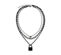 Caiguoer Collier gothique en alliage noir avec pendentif en forme de croix, étoile et lune, accessoire d'Halloween pour femmes et filles, taille unique, Métal (D)