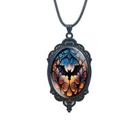 Caiguoer Collier gothique noir avec pendentif chauve-souris sorcière - Accessoires d'Halloween pour femmes et filles, taille unique, Métal