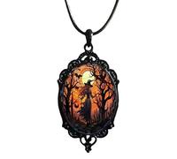Caiguoer Collier gothique noir avec pendentif chauve-souris sorcière - Accessoires d'Halloween pour femmes et filles, taille unique, Métal