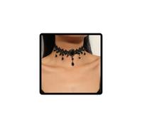 Caiguoer Collier ras du cou en dentelle noire avec pendentif en cristal - Collier vintage en velours - Bijou gothique creux - Accessoires d'Halloween pour femmes et filles, taille unique, Métal
