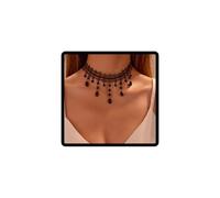 Caiguoer Collier ras du cou en dentelle noire avec pendentif en cristal - Collier vintage en velours - Bijou gothique creux - Accessoires d'Halloween pour femmes et filles, taille unique, Métal