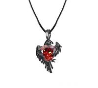 Caiguoer Collier ras du cou gothique en forme de corbeau noir avec pendentif en forme de cœur rouge - Accessoires d'Halloween pour femmes et filles, taille unique, Métal