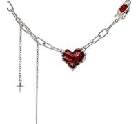 Caiguoer Collier ras du cou gothique rouge avec pendentif en forme de pampille - Accessoires d'Halloween pour femmes et filles, taille unique, Métal