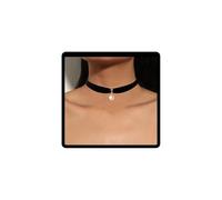Caiguoer Collier ras du cou noir avec pendentif en perles - Collier vintage gothique en velours - Accessoires d'Halloween pour femmes et filles, Acier inoxydable