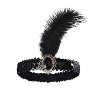 Caiguoer Gatsby Serre-tête années 1920 avec plumes et paillettes pour femme et fille