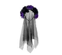 Caiguoer Halloween Headband fleurs accessoires de cheveux Goth Bridal veil Halloween Party headwear Girls vêtements pour femmes (D)