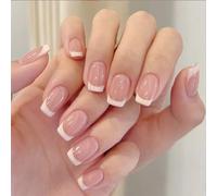 Caiguoer Lot de 24 faux ongles carrés mi-longs en cristal à presser pour femmes et filles (D)