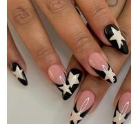 Caiguoer Lot de 24 faux ongles en forme d'étoile en forme d'amande pour femmes et filles