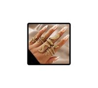 Caiguoer - Lot de 4 bagues serpent vintage, bagues empilables style gothique pour femmes et filles, taille unique, Métal