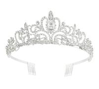 Caiguoer Mariage Tiara Princesse Reine Tiare Bandeau Argent Cristal Tiare Couronne avec Peigne pour Fille Femmes Mariée Bal Princesse Fête d'Anniversaire