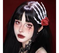 Caiguoer Pince à cheveux gothique squelette rose rouge floral accessoires Halloween Coiffe pour femme