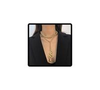 Caiguoer Punk Gold Snake Collier Double Couche Serpentine Collier Pendentif Collier Rétro Snake Collier Accessoires pour Femmes et Filles, 32