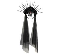Caiguoer Serre-tête floral pour Halloween, accessoires pour cheveux, couronne gothique, voile de mariée, vêtements pour femme