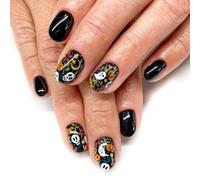 Caiguuer 24pcs fantômes citrouille araignée toile Halloween faux ongles crâne noir court faux ongles femmes et les filles presser les ongles (C, Une taille)