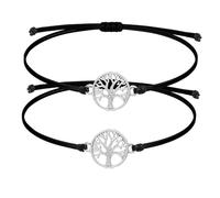 CAIHINIER 2 Pièces Bracelet Arbre de Vie, Bracelet d'Amitié Femme Étanche et Anti-Rouille Collier pour Femmes et Filles l'Amitié Arbre de Vie Cadeau