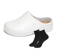 CaiHmnsa Chaussures De Chef Antidérapantes for Femmes, Chaussures De Travail, Chaussures De Sécurité Plates Décontractées for Hommes, Chaussures De Cuisine Respirantes Et Confortables(White,42-43)