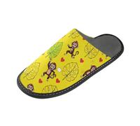 Caihoyu Chaussons d'intérieur avec semelle en PVC imperméable, Motif Forêts | Semelle intérieure en mousse à mémoire de forme unisexe motif forêt de singes