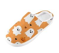 Caihoyu Chaussons d'intérieur en mousse à mémoire de forme | Couture latérale pour chambre à coucher, utilisation en intérieur, fantômes mignons sur Halloween orange