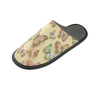 Caihoyu Chaussons d'intérieur en polyester, Boho Blush Green Orange Butterfly, 9-10