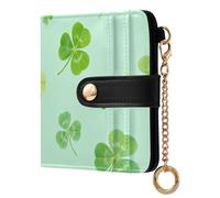 Caihoyu Clover Pattern Petit portefeuille pliable portable en cuir PU avec emplacements pour cartes pour femmes et filles