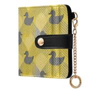 Caihoyu Ducks and Plaid Portefeuille en cuir PU à deux volets pratique et compact pour femme
