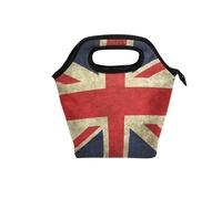 Caihoyu Grunge Flag United Kingdom Sac à déjeuner pour le travail avec poignée incurvée Grande boîte à déjeuner pour homme Étanche Petit sac isotherme pour le travail et l'école