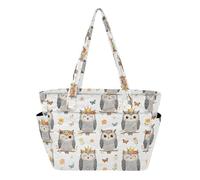 Caihoyu Joli sac fourre-tout pour femme pour tous les jours avec manches à roulettes Motif chouette couronnée