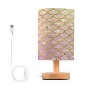 Caihoyu Lampe de table de nuit lampe de chevet lampe chaude pour table en verre sirène dégradé paillettes