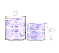 Caihoyu Lot de 2 boîtes de rangement décoratives violettes en plastique avec couvercle pour cotons-tiges, tampons de coton