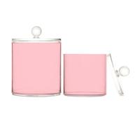 Caihoyu Lot de 2 boîtes de rangement en plastique transparent rose clair avec couvercle - Essentiels de bureau - Bocal décoratif pour fil dentaire - Pour cotons-tiges