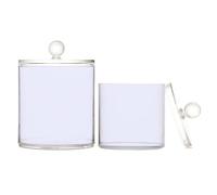 Caihoyu Lot de 2 petites boîtes de rangement décoratives en plastique violet lavande avec couvercle pour cotons-tiges, tampons de coton